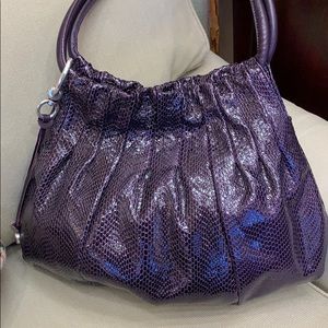Brighton Greta hobo purple patent leather snake